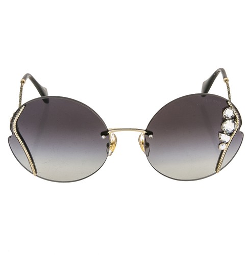 Gafas de sol redondas sin montura MIU MIU LA MONDAINE MU50XS gris cristal joya dorado 50X - Imagen 6 de 11