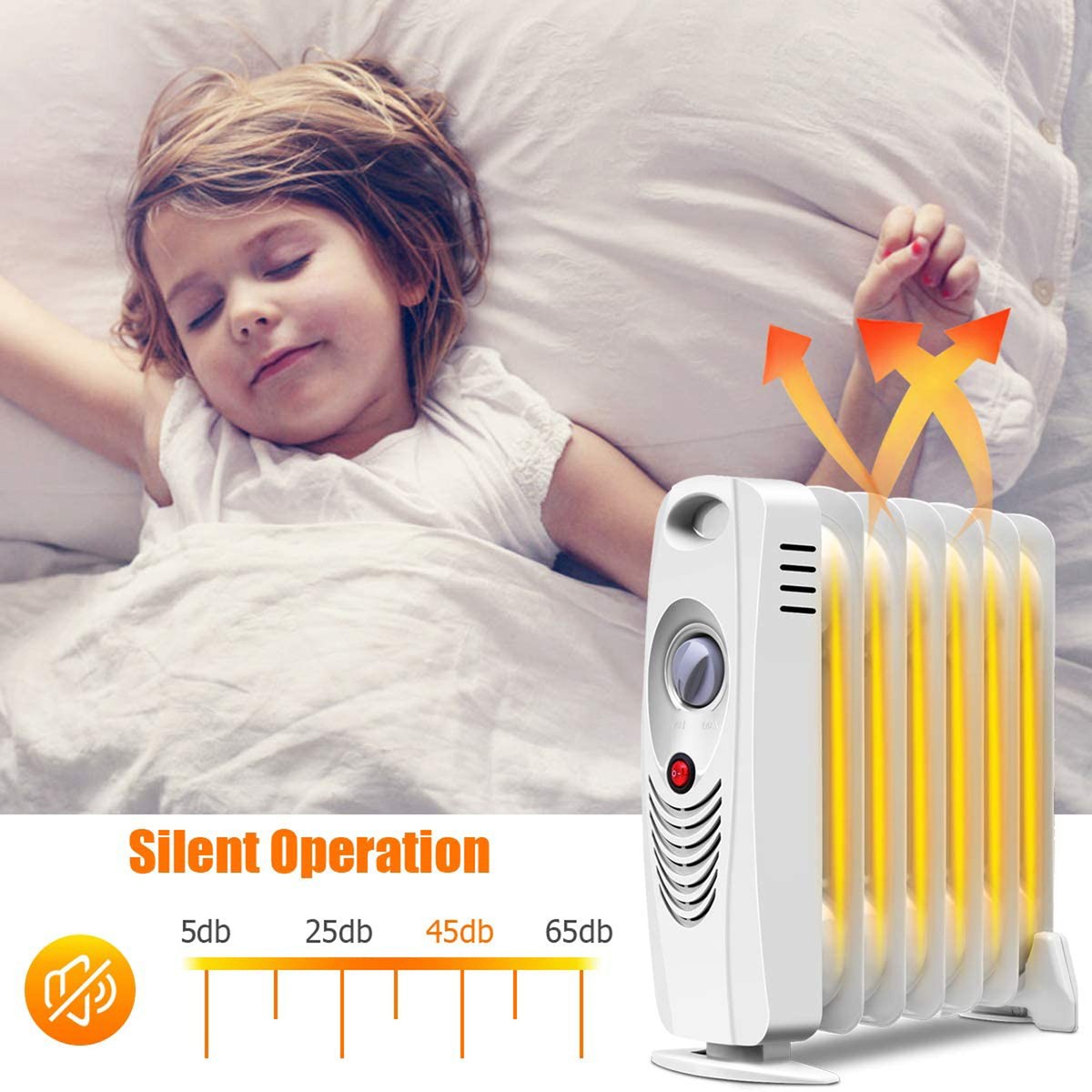 700W Oil Filled Space Heater Radiator w/ Adjustable Thermostat Home Office  | eBay
