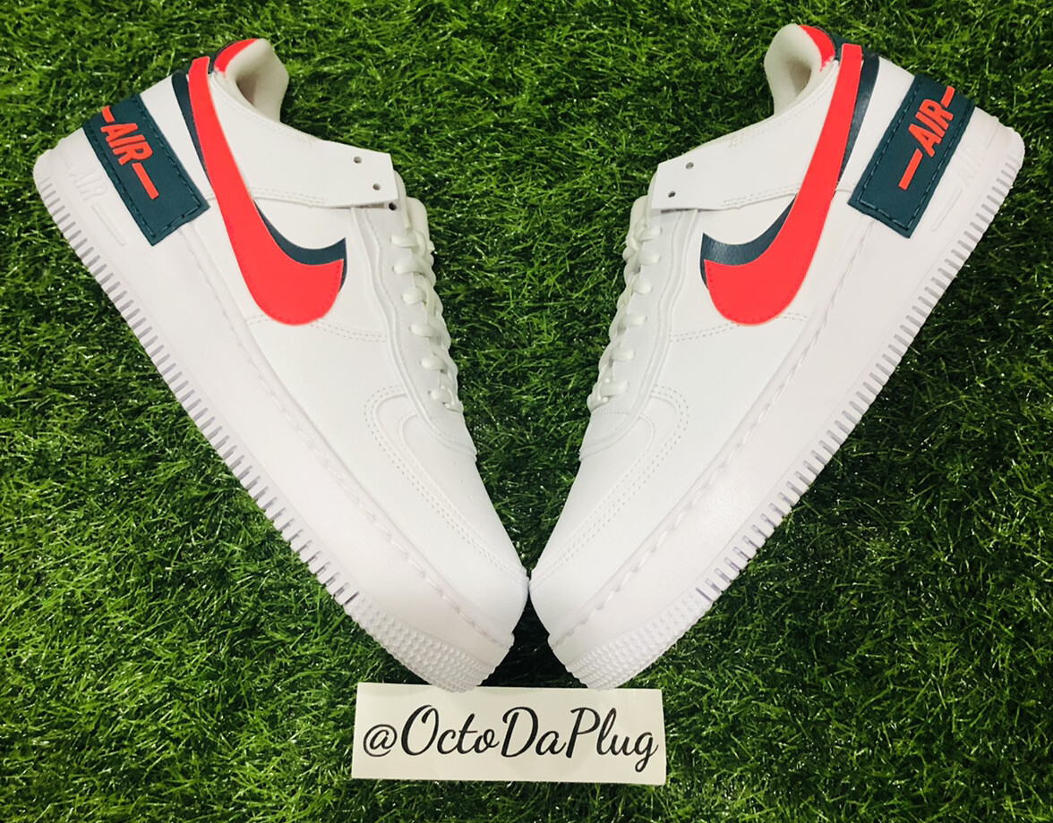 air force 1 shadow white dark teal solar red