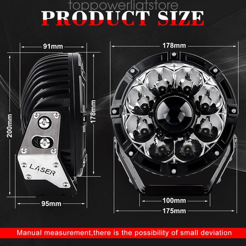 Uni-shine 2X 7 inch Osram Laser LED Driving Lights Round Black Offroad Truck 4x4 - Picture 8 of 9