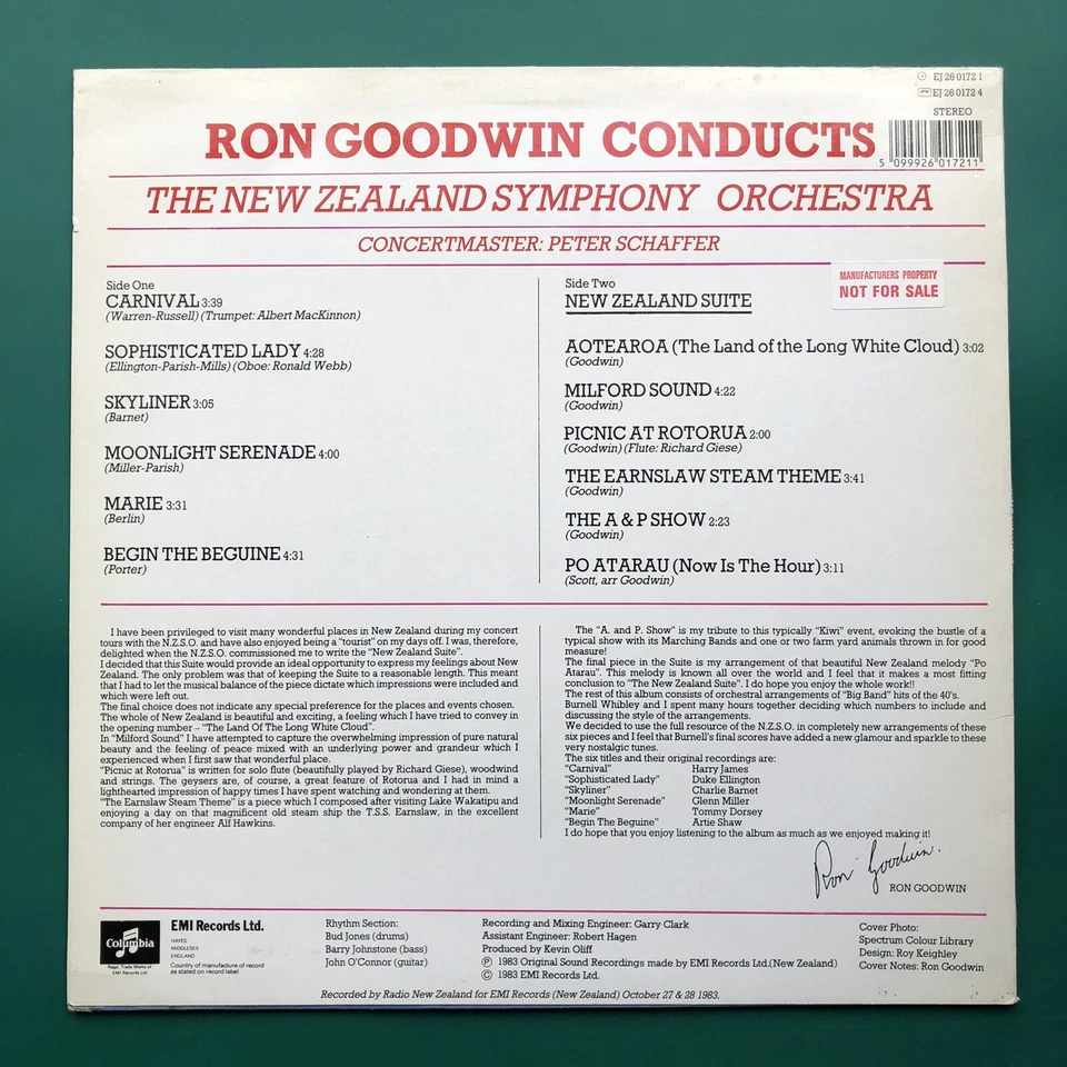 RON GOODWIN CONDUCTS The New Zealand Symphony Jazz Folk Easy LP Earnslaw Steam - Image 2 of 4