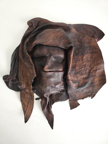 Leather hand made mask man's face wall hanging sculpture Made In Portugal - Picture 2 of 10