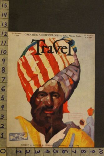 1928 INDIA MAN TURBAN HINDU BUDDHIST ASIA TRAVEL MAG ORIGINAL COVER ART VZ10 - Picture 1 of 1