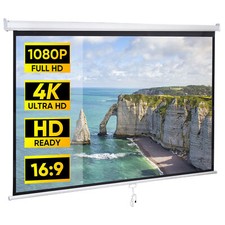 Manual Pull Down Projector Screen 80 Inch for Movie Home Theater Cinema Office