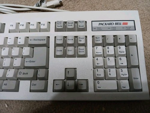 Vintage 5139 Keyboard Retro Packard Bell 1996 White PS/2 Wired Tested & Cleaned - Picture 2 of 4