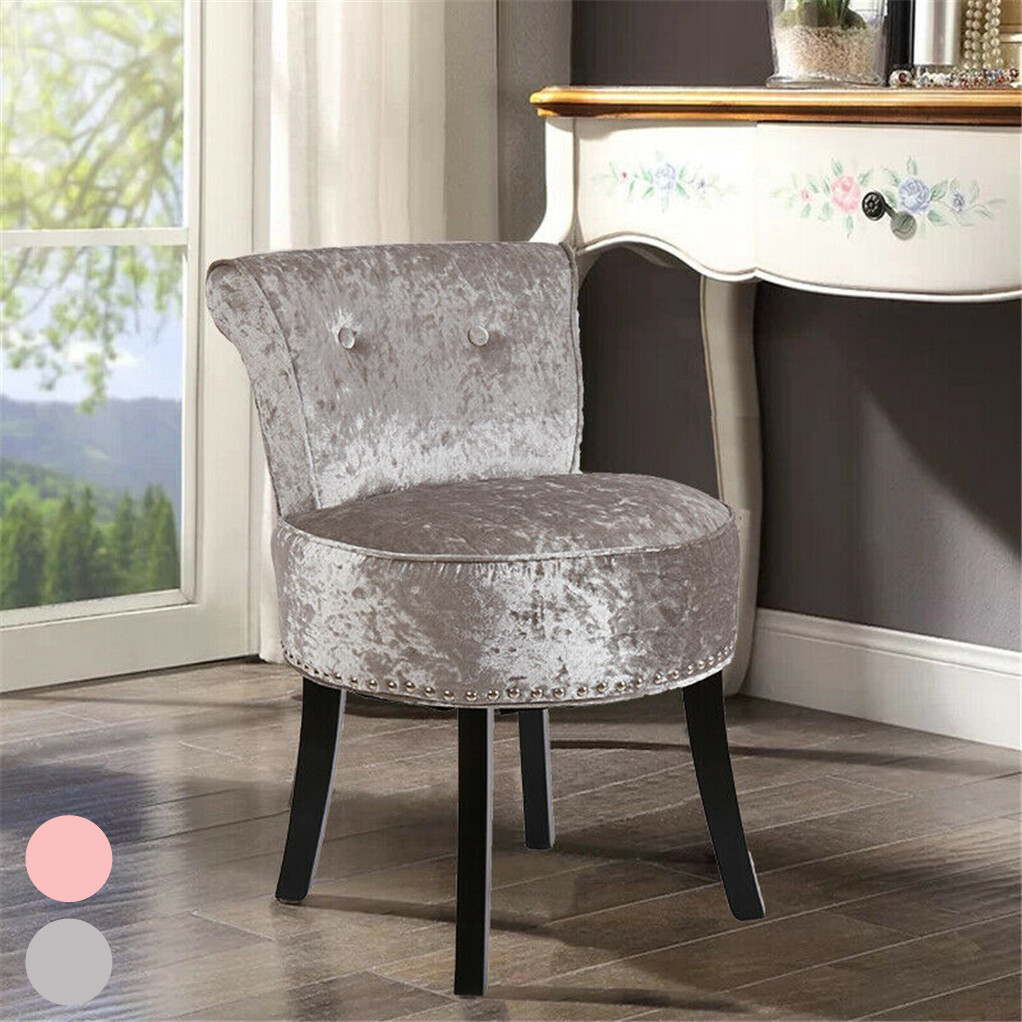Luxury Velvet Makeup Side Desk Chair Vanity Stool Dressing Table - Main Image