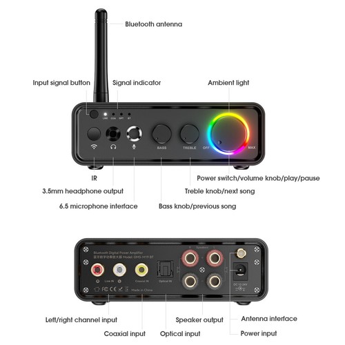 HiFi TPA3116 Digital Stereo Amplifier Mini Bluetooth 5.3 Headphone Amp 100W*2 - Picture 3 of 12