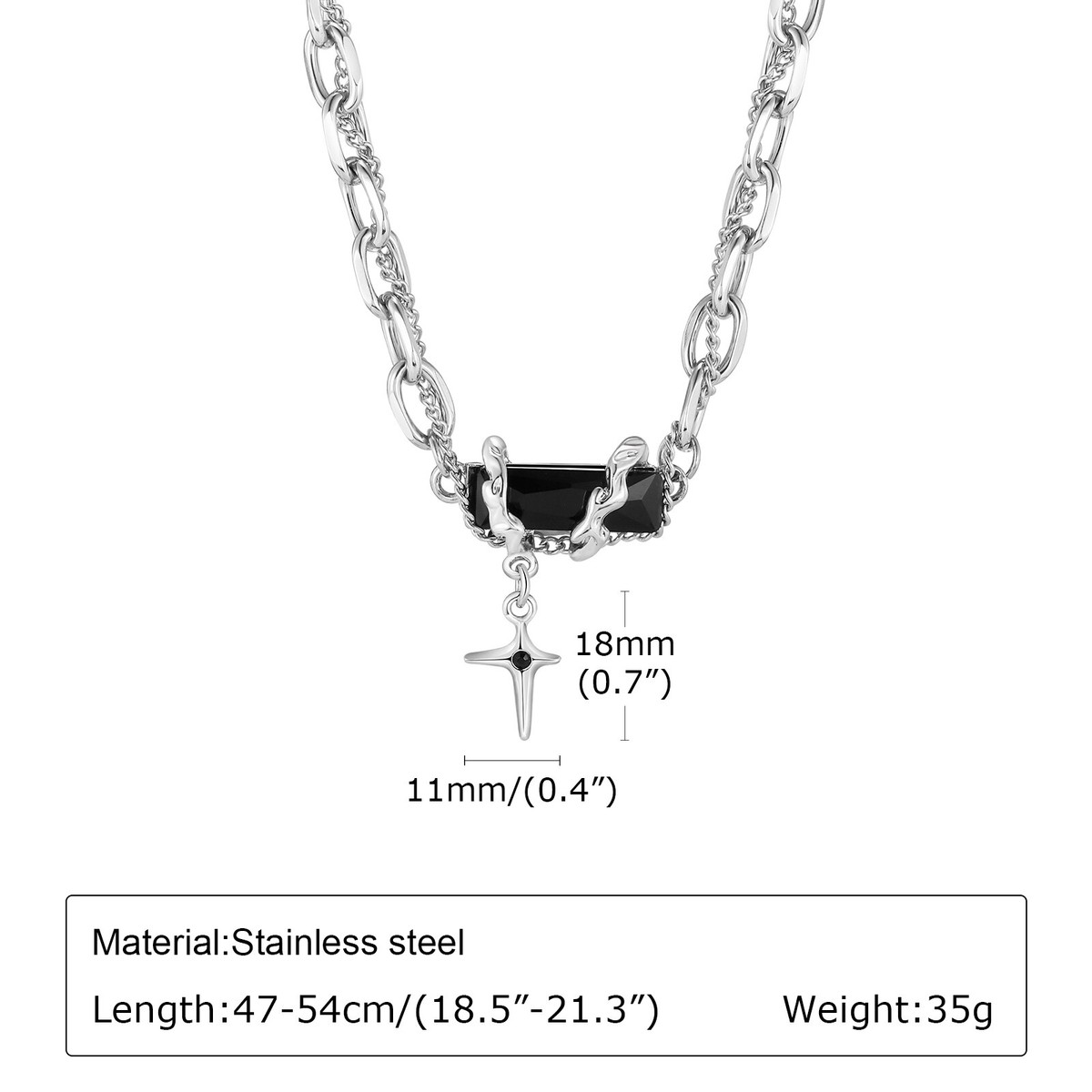 Vnox Gothic Cross Necklace Bracelets Set For Men Chunky Paperclip