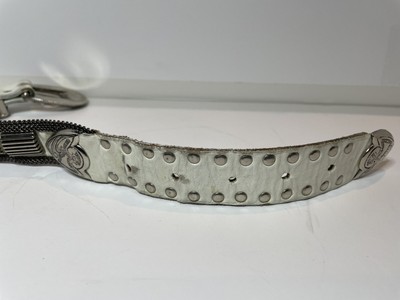 Vintage Usmeco Paris White Leather/ Mesh Studded Belt Small 33\
