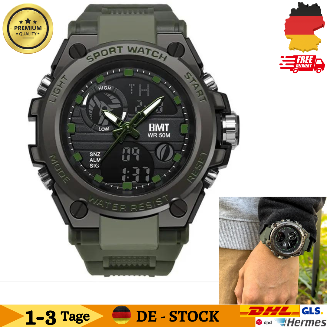 Militär Analog Digital Damen Herren Armbanduhr 5ATM Wasserdichte