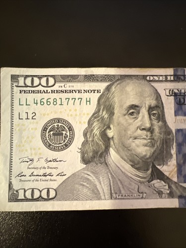$100 US Bill Note Serial Number Rare 668 777 Lucky Number End 2009A Series - Picture 3 of 6