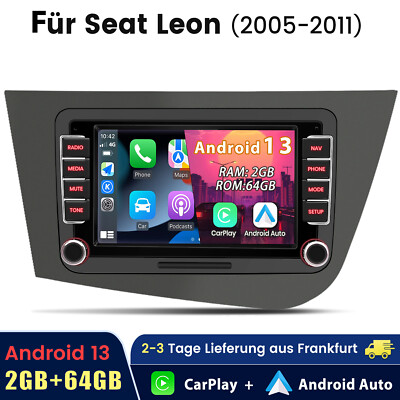 2+64G Android 14 Autoradio Carplay Für Seat Leon 2005-2011 GPS NAVI WIFI FM DAB+