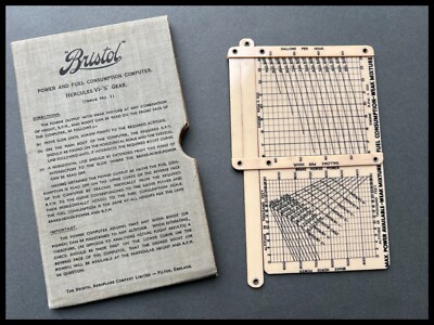 Vintage Bristol Power and fuel consumption computer Hercules engines