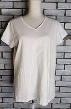 Gildan Ivory Women's Short Sleeve V-Neck T-Shirt Top Size Large 100 Cotton