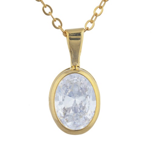 14Kt Gold White Sapphire Oval Bezel 