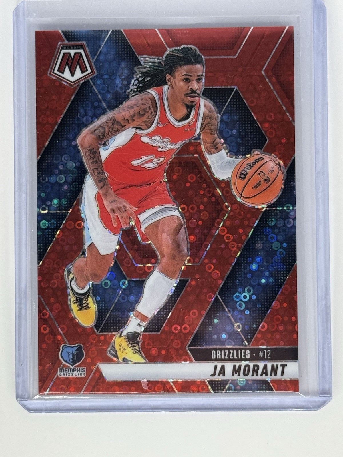 Ja Morant 2024-25 Panini Mosaic 05/99 Prizm Red Disco Grizzlies #195