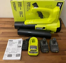 New RYOBI ONE+ 250 CFM 18V Blower Kit w (2) Batteries & Charger P21011K
