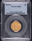 1909-D $5 Indian Head Half Eagle PCGS MS64
