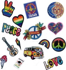 48 Pcs Iron on Patches Hippie Embroidered Patches Random Assorted Styles Kit Aes