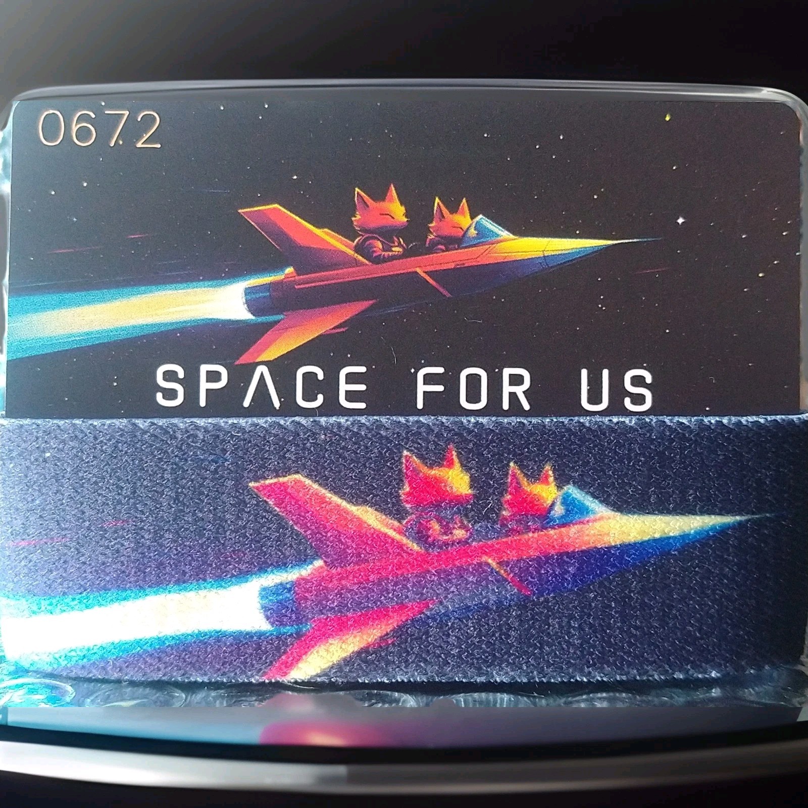 Correa ZOX "SPACE FOR US" con tarjeta-plateada (talla mediana)