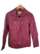 Giacca ecopelle Mainpol donna giubbino biker rosso taglia 36 S borchie zip