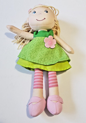 HABA Mali 12'' Soft Doll with Blonde Hair, Blue Eyes and Embroidered Face