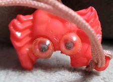 Vintage Celluloid Red Googly Eye Crab Charm Prize Jewelry