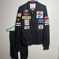 VTG Worth Black Racing Suit XL Jacket Pants Ford Snapon Patches SFI USA RARE