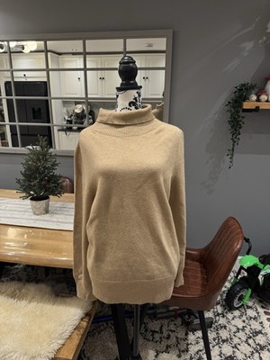 Bstatement  Designer Size S Camel Brown Merino Wool High Neck Jumper