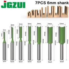 7Pcs 6mm Shank Single Double Flute Straight Router Bit Tool Set For Woodworking