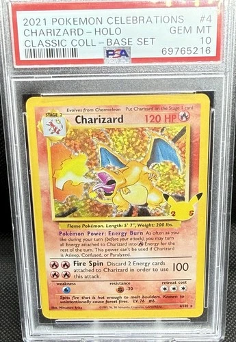 Pokémon 2021 Charizard 4/102 Celebrations Classic Collection Holo PSA 10