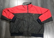VTG Oshkosh B Gosh Fleece Lined Bomber Jacket Adult XL Red Black Workwear 90s
