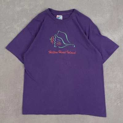 Hanes Vintage 90s Hilton Head Single Stitch Graphic T-Shirt L Women's Purple - Image 1 of 4