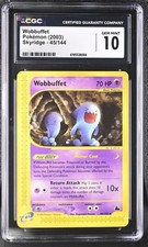 CGC 10 GEM MINT Wobbuffet 45/144 Skyridge Non Holo Pokemon Card