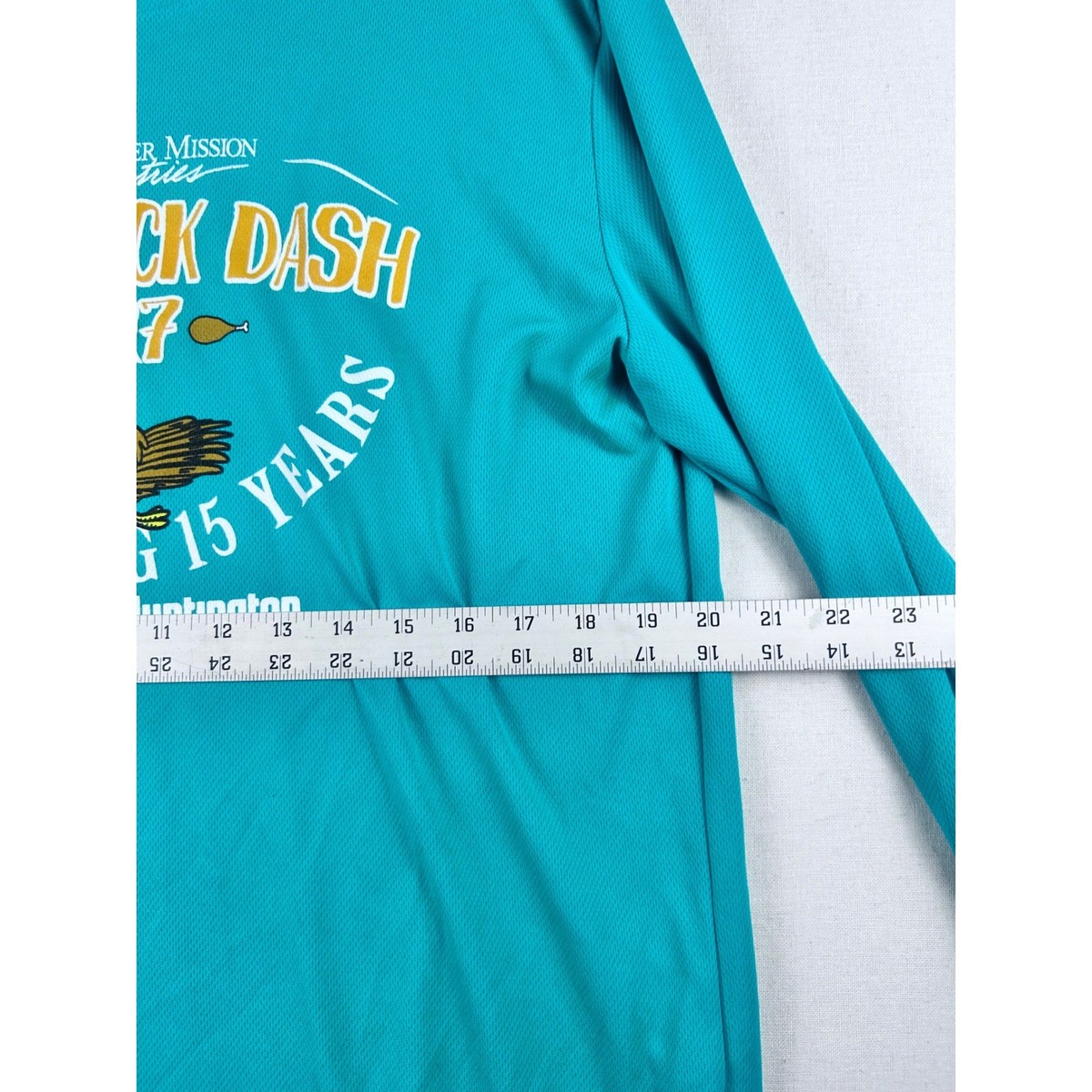 Asics Mens Drumstick Dash 2017 Long Sleeve Shirt Teal Large Graphic Running Tee View 5