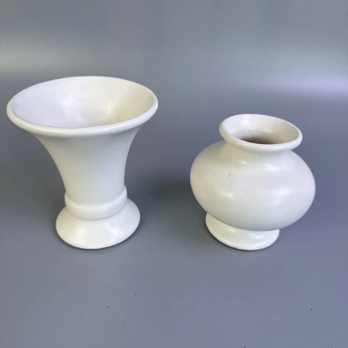 Restoration Hardware Vase lot of 2 Royal Haegar White Ceramic 4" & 4.5" tall