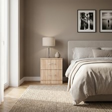 Comodino Camera da Letto 2 Cassetti 45x34x47 Rovere Chiaro KITWOOD INDUSTRY