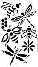 Really Great Stencils, Backyard Bugs Stencil, 3x5.5", Insects, Bees, Dragonflies