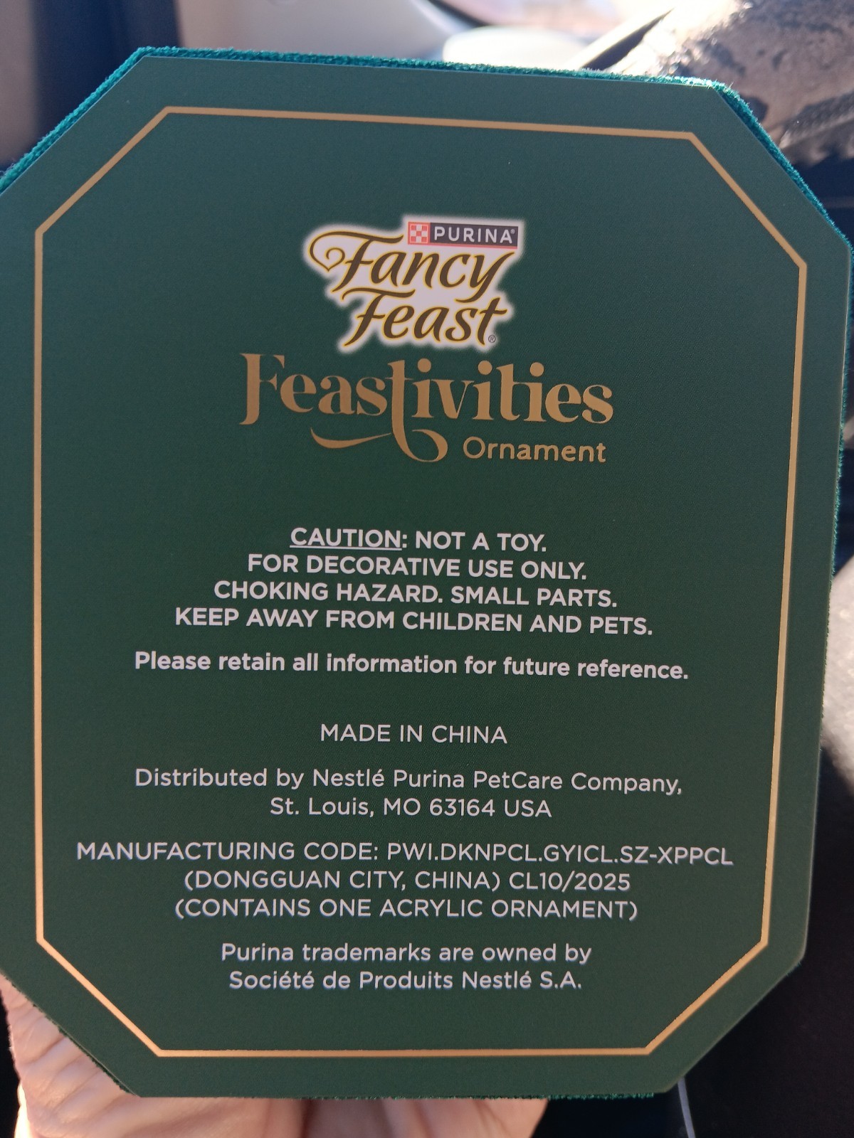 Purina Fancy Feast 2025 Feastivities Ornament Cat