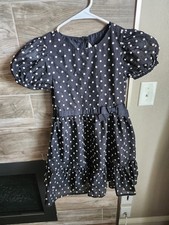 Janie And Jack Girls Black And White Polka Dot Dress 10