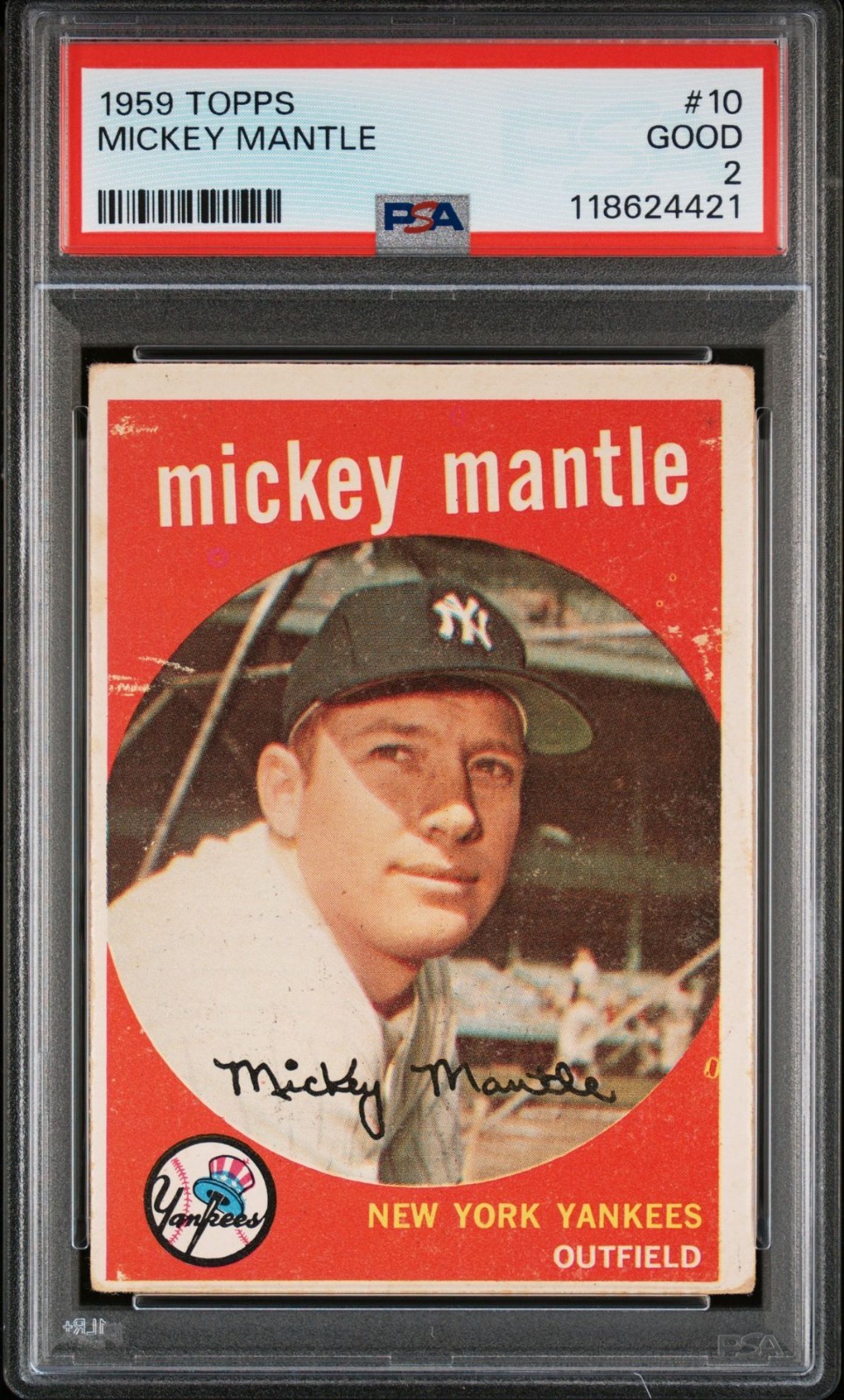 1959 Topps Mickey Mantle #10 HOF - PSA 2  New York Yankees