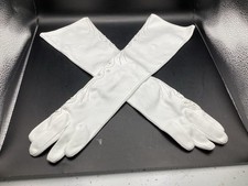 VTG Macys Assoc White Bridal/Evening Gloves- Pearl Buttons-17" L- Small Repair