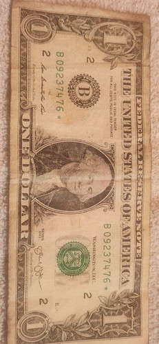 2013 - 1 Dollar Duplikat B Serie Fehler Stern Schein - extrem seltener Schein!