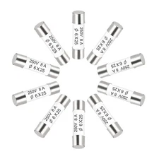 Ceramic Cartridge Fuses 8A 250V 6x25mm Fast Blow for Energy Saving Lamp 10pcs