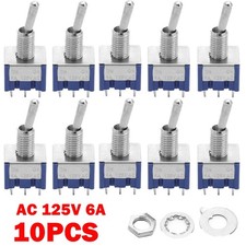 10Pc Miniature DPDT On/On 6 Pin 2 Position Latching Toggle Switch AC125V 6A NEW