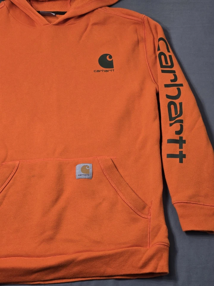 Carhartt Sudadera con Capucha Juvenil Grande 14-16 Adulto Pequeño Blaze Naranja Hechizo Peso Medio Foto 3 de 4