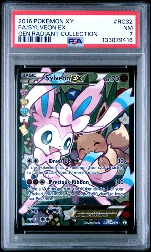 2016 POKEMON XY GENERATIONS RADIANT COLLECTION #RC32 FULL ART/SYLVEON EX PSA 7