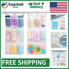 Quick Install Hanging Shower Organizer - 9 Pocket Mesh Caddy for Busy Families