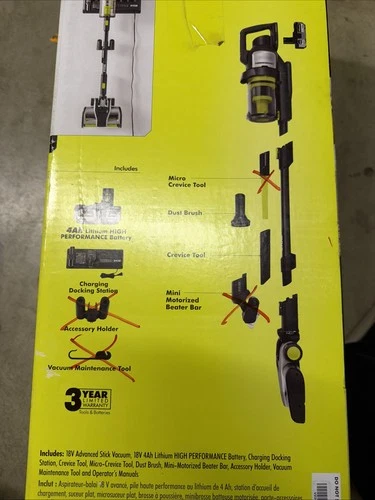 Ryobi ONE+ HP 18V Brushless PBLSV719K Advanced WHISPER Series Stick Vacuum Kit