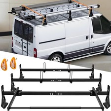 3pcs Adjustable Van Ladder Rack Wroller 800lb - Fits Vans With Rain Gutter